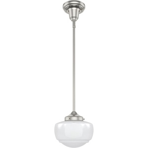 image:imageHunter  Saddle Creek 1Light Brushed Nickel Schoolhouse Style Dimmable Small Pendant Light for Bedrooms Kitchens Dining Living Rooms  19026Brushed Nickel