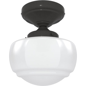 image:imageHunter  Saddle Creek 1Light Noble Bronze Schoolhouse Style Dimmable Small Flush Mount Light for Bedrooms Kitchens Foyers Bathrooms  19113