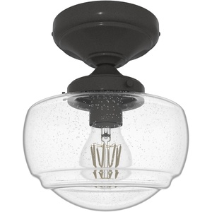 image:imageHunter  Saddle Creek 1Light Noble Bronze Schoolhouse Style Dimmable Small Flush Mount Light for Bedrooms Kitchens Foyers Bathrooms  19114