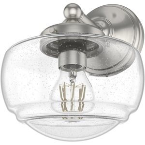 image:imageHunter  Saddle Creek 1light Brushed Nickel Medium Size Sconce Light Dimmable Schoolhouse Style for Bedrooms Kitchens Foyers Bathrooms  19140