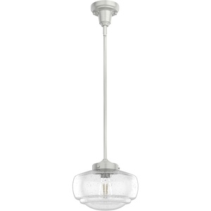image:imageHunter  Saddle Creek 1light Brushed Nickel Small Pendant Light Dimmable Schoolhouse Style Schoolhouse Shaped for Bedrooms Kitchens Dining Living Rooms  19189Brushed Nickel