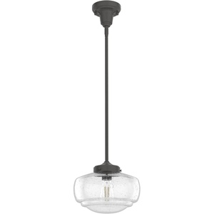 image:imageHunter  Saddle Creek 1light Brushed Nickel Small Pendant Light Dimmable Schoolhouse Style Schoolhouse Shaped for Bedrooms Kitchens Dining Living Rooms  19189Noble Bronze