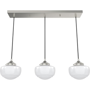 image:imageHunter  Saddle Creek 3light Brushed Nickel Large Cluster Light Dimmable Schoolhouse Style Linear Shaped for Bedrooms Kitchens Dining Living Rooms  19496Brushed Nickel