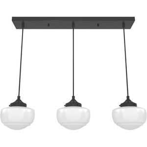 image:imageHunter  Saddle Creek 3light Brushed Nickel Large Cluster Light Dimmable Schoolhouse Style Linear Shaped for Bedrooms Kitchens Dining Living Rooms  19496Noble Bronze