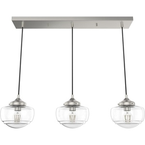 image:imageHunter  Saddle Creek 3light Brushed Nickel Large Cluster Light Dimmable Schoolhouse Style Linear Shaped for Bedrooms Kitchens Dining Living Rooms  19497