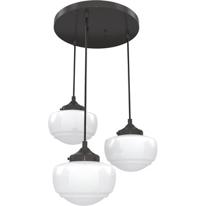 image:imageHunter  Saddle Creek 3light Noble Bronze Medium Size Cluster Light Dimmable Schoolhouse Style Round Shaped for Bedrooms Kitchens Dining Living Rooms  19502