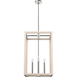 image:imageHunter  Squire Manor 4light Brushed Nickel Medium Size Pendant Light Dimmable Modern Style Rectangle Shaped for Bedrooms Kitchens Dining Living Rooms  19695