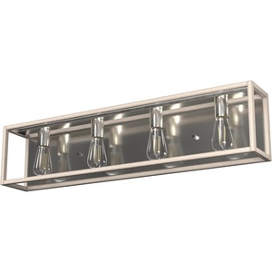 image:imageHunter  Squire Manor 4light Brushed Nickel Medium Size Vanity Light Dimmable Modern Style for Bedrooms Kitchens Foyers Bathrooms  19676