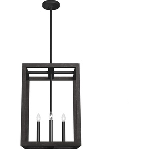 image:imageHunter  Squire Manor 4light Matte Black Medium Size Pendant Light Dimmable Modern Style Rectangle Shaped for Bedrooms Kitchens Dining Living Rooms  19086