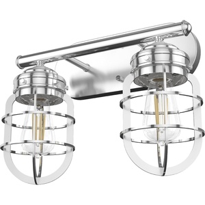 image:imageHunter  Starklake 2light Chrome Small Vanity Light Dimmable Caged Style for Bedrooms Kitchens Foyers Bathrooms  19050