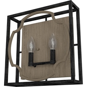 image:imageHunter  Stone Creek 2Light French Oak Rustic Style Dimmable Medium Size Sconce Light for Bedrooms Kitchens Foyers Bathrooms  19227