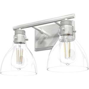 image:imageHunter  Van Nuys 2light Brushed Nickel Small Vanity Light Dimmable Transitional Style for Bedrooms Kitchens Foyers Bathrooms  48033Brushed Nickel