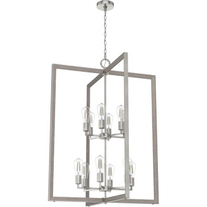 image:imageHunter  Woodburn 12light Brushed Nickel Extra Large Pendant Light Dimmable Modern Style Rectangle Shaped for Bedrooms Kitchens Dining Living Rooms  19859