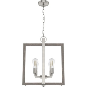 image:imageHunter  Woodburn 4light Brushed Nickel Medium Size Pendant Light Dimmable Modern Style Rectangle Shaped for Bedrooms Kitchens Dining Living Rooms  19805