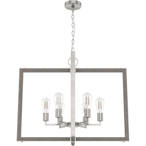 image:imageHunter  Woodburn 6light Brushed Nickel Extra Large Pendant Light Dimmable Modern Style Rectangle Shaped for Bedrooms Kitchens Dining Living Rooms  19809