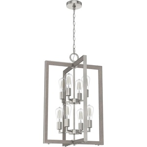 image:imageHunter  Woodburn 8light Brushed Nickel Medium Size Pendant Light Dimmable Modern Style Rectangle Shaped for Bedrooms Kitchens Dining Living Rooms  19857