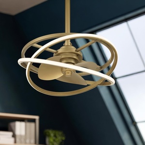 image:imageHunter 20 Cirro Fandelier Ceiling Fan LED Light Remote Matte Black  SureSpeed high velocity airflow 6speed DC motor dimming and seasonal reverse settings suit smaller spacesLuxe Gold