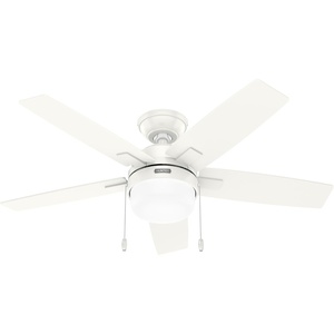 image:imageHunter 52 Anisten ENERGY STAR Ceiling Fan Light Pull Chain Fresh White  ENERGY STAR fan is 64 more efficient with DuraLight lens and 3D setup guide for bedrooms offices or living roomsFresh White