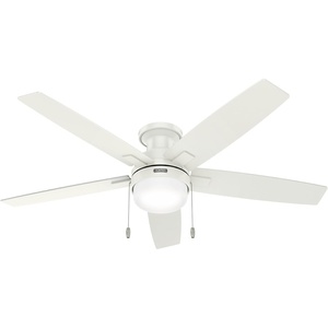 image:imageHunter 52 Anisten Low Profile Ceiling Fan Light Pull Chain Matte Black  Lowprofile housing fits rooms with lower ceilings WhisperWind motor 2 A15 LED bulbs and pull chains for indoor spacesFresh White