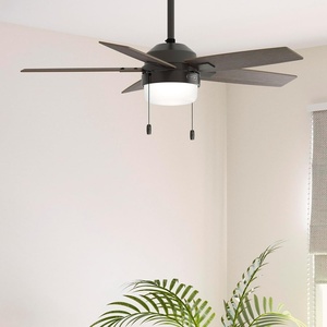 image:imageHunter 52 inch Indoor Ceiling Fan with LED Light  White Ceiling Fan with Pull Chain for Bedroom or Living Room Standard Mount No Remote 5 Blades Includes Bulbs  Anisten 52487 Fresh White  Standard Mount Pull Chain 5 Blades For Bedroom Living Room Includes Bulbs 52487Noble Bronze