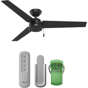 image:imageHunter 52 inch Outdoor or Indoor Ceiling Fan amp Remote  Black Ceiling Fan without Light For Patio Porch Garage or Living Room Standard Mount 3 Blades Pull Chain  Cassius 59264 Matte Black