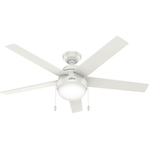 image:imageHunter Anslee Indoor Ceiling Fan with LED Light 52 inch Premier Bronze  Standard Mount Pull Chain 5 Blades For Bedroom Living Room Kitchen 50232Fresh White