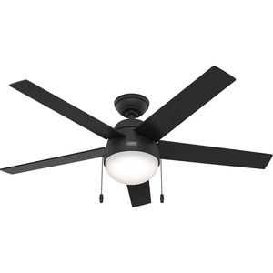 image:imageHunter Anslee Indoor Ceiling Fan with LED Light 52 inch Premier Bronze  Standard Mount Pull Chain 5 Blades For Bedroom Living Room Kitchen 50232Matte Black