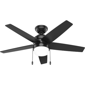 image:imageHunter Bardot Indoor Ceiling Fan Modern 5 Blades 44 inch Matte Black  with LED Light and Pull Chain Standard Mount For Bedroom Living Room Kitchen 52492Matte Black