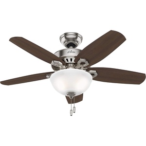 image:imageHunter Builder Deluxe Indoor Ceiling Fan Pull Chain 52 inch New Bronze  with LED Light Standard Mount 5 Blades For Bedroom Living Room Includes Bulbs 53091Brushed Nickel