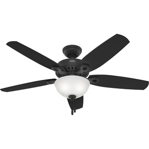 image:imageHunter Builder Deluxe Indoor Ceiling Fan Pull Chain 52 inch New Bronze  with LED Light Standard Mount 5 Blades For Bedroom Living Room Includes Bulbs 53091Matte Black