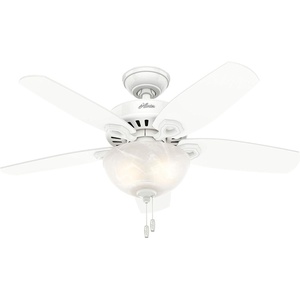 image:imageHunter Builder Deluxe Indoor Ceiling Fan Pull Chain 52 inch New Bronze  with LED Light Standard Mount 5 Blades For Bedroom Living Room Includes Bulbs 53091Snow White