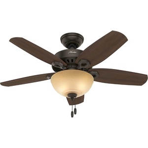 image:imageHunter Builder Deluxe Indoor Ceiling Fan Pull Chain 52 inch New Bronze  with LED Light Standard Mount 5 Blades For Bedroom Living Room Includes Bulbs 53091New Bronze