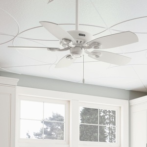 image:imageHunter Builder Elite 42 inch Indoor Ceiling Fan Matte Black Ceiling Fan 3 Speed WhisperWind Motor 53485 for Bedrooms Living Rooms or KitchensFresh White