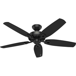 image:imageHunter Builder Elite Indoor Ceiling Fan No Light 52 inch Snow White  Standard Mount Pull Chain 5 Blades For Bedroom Living Room Kitchen 53240Matte Black