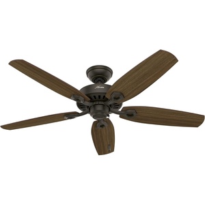 image:imageHunter Builder Elite Indoor Ceiling Fan No Light 52 inch Snow White  Standard Mount Pull Chain 5 Blades For Bedroom Living Room Kitchen 53240New Bronze finish
