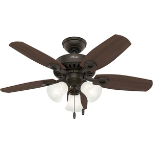 image:imageHunter Builder Plus Indoor Ceiling Fan Pull Chain 52 inch Snow White  with LED Lights Standard Mount 5 Blades For Bedroom Living Room Includes Bulbs 53236New Bronze