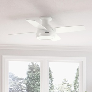 image:imageHunter Dempsey 44 inch Indoor Low Profile Ceiling Fan and Remote Control Noble Bronze Ceiling Fan 3 Speed WhisperWind Motor 59336 for Bedrooms Living Rooms or KitchensFresh White