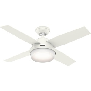 image:imageHunter Dempsey Indoor Ceiling Fan Modern 4 Blades 44 inch Fresh White  with LED Light and Remote Control Standard Mount For Bedroom Living Room Kitchen 59246Fresh White