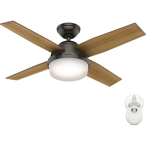 image:imageHunter Dempsey Indoor Ceiling Fan Modern 4 Blades 44 inch Fresh White  with LED Light and Remote Control Standard Mount For Bedroom Living Room Kitchen 59246Noble Bronze