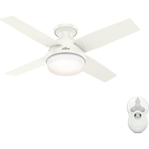 image:imageHunter Fan 44 inch Low Profile Fresh White IndoorOutdoor Ceiling Fan with Light Kit and Remote Control Renewed