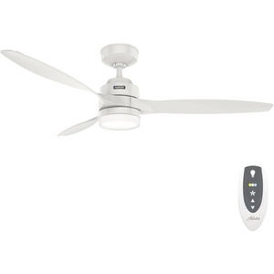 image:imageHunter Fan 52 inch Ceiling Fan with Light Outdoor or Indoor White Ceiling Fan for Porch Living Room Office Kitchen Garage 3 Blades Renewed