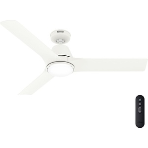 image:imageHunter Fan 52 inch Ceiling Fan with Light Outdoor or Indoor White Ceiling Fan with Remote for Porch Living Room Office Kitchen Garage 3 Blades Renewed