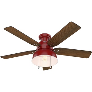 image:imageHunter Fan 52 inch Low Profile Barn Red IndoorOutdoor Ceiling Fan with Light Kit Renewed
