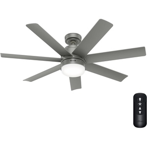 image:imageHunter Fan 52 inch Matte Silver IndoorOutdoor Ceiling Fan with Light and Remote Control for Bedroom Living Room Office Basement Kitchen Patio CC5C23C76 Renewed