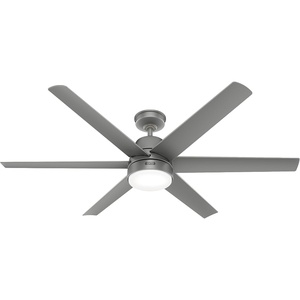 image:imageHunter Fan 60 inch Casual Matte Silver IndoorOutdoor Ceiling Fan with Lights for Patio Farmhouse Bedroom Living RoomFamily Room Dining Room Kitchen Office Renewed