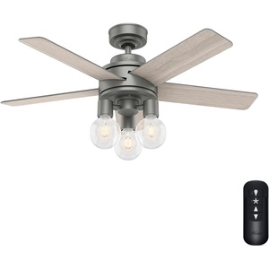 image:imageHunter Fan Company 51331 44 inch Hardwick Fresh White Ceiling Fan with LED Light Kit and Handheld RemoteMatte Silver