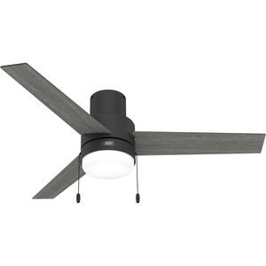 image:imageHunter Fan Company 51972 52 inch Brunner Matte White Low Profile Ceiling Fan with LED Light Kit and Pull Chain  Modern Low Profile Mount Pull Chain 3 Blades For Bedroom Living Room 51972Matte Black