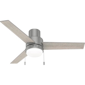 image:imageHunter Fan Company 51972 52 inch Brunner Matte White Low Profile Ceiling Fan with LED Light Kit and Pull Chain  Modern Low Profile Mount Pull Chain 3 Blades For Bedroom Living Room 51972Matte Silver