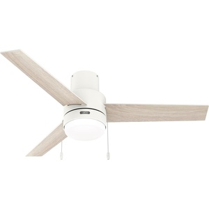 image:imageHunter Fan Company 51972 52 inch Brunner Matte White Low Profile Ceiling Fan with LED Light Kit and Pull Chain  Modern Low Profile Mount Pull Chain 3 Blades For Bedroom Living Room 51972Matte White