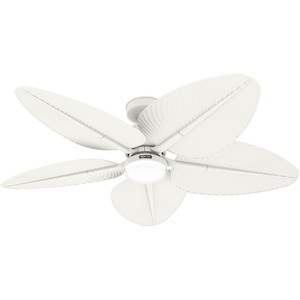 image:imageHunter Fan Outdoor or Indoor Ceiling Fan 52 in White Ceiling Fan with Light for Patios Living Room Bedroom Porch Garage 5 Blades Renewed